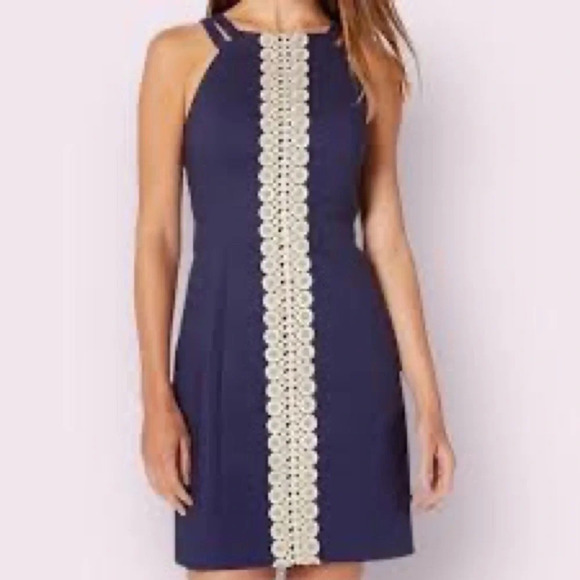 Lilly Pulitzer Pearl Stretch Shift Dress in True Navy - Size 2 - Picture 1 of 9